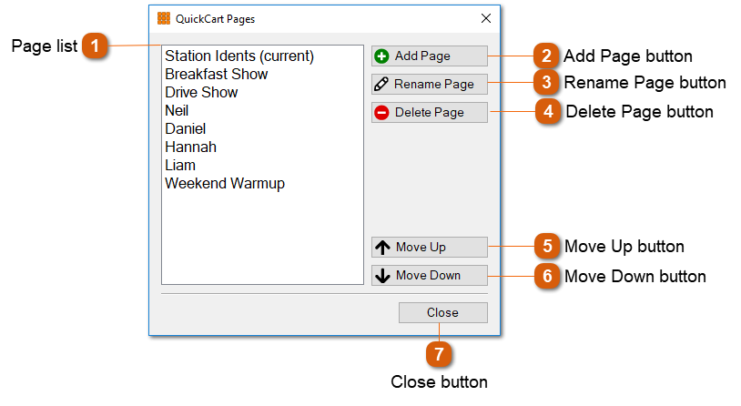 QuickCart Pages Window