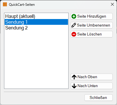 QuickCart-Seiten-Fenster