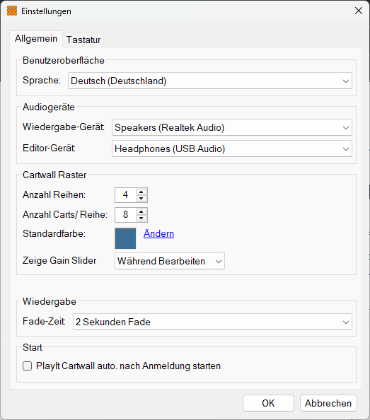 Fenster Einstellungen
