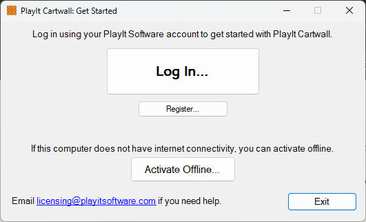 PlayIt Cartwall Get Started window