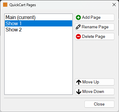 QuickCart Pages Window