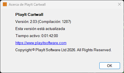 Ventana Acerca de PlayIt Cartwall
