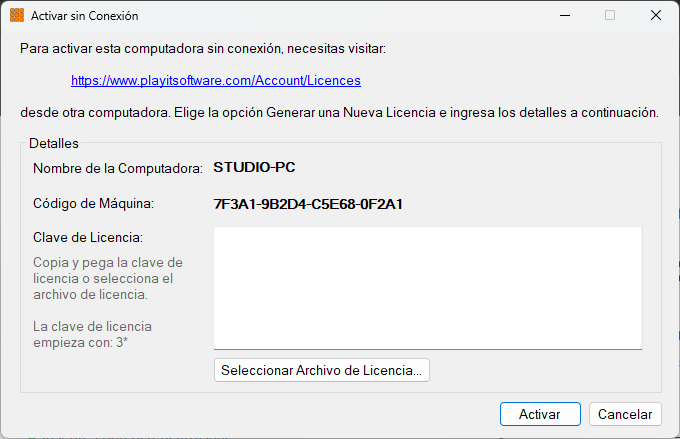 Activar sin Conexión