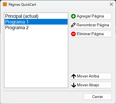 Ventana de Páginas QuickCart