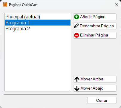 Ventana de Páginas QuickCart