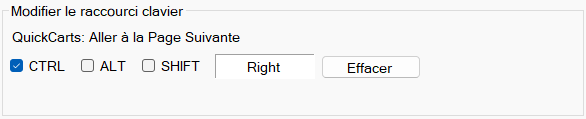 Section Modifier le raccourci clavier