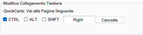 Sezione Modifica collegamento tastiera