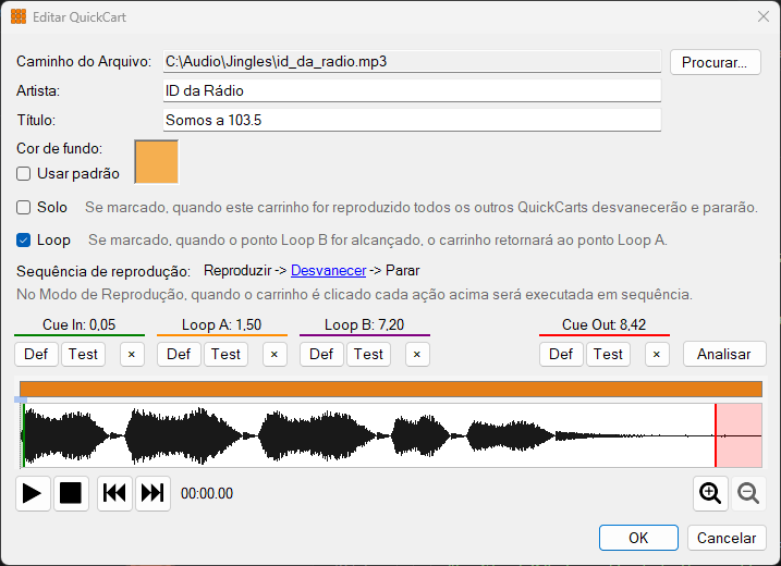 Janela Editar QuickCart