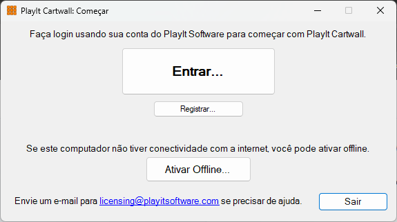 Janela Primeiros passos do PlayIt Cartwall