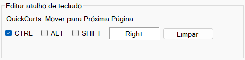Seção Editar atalho de teclado