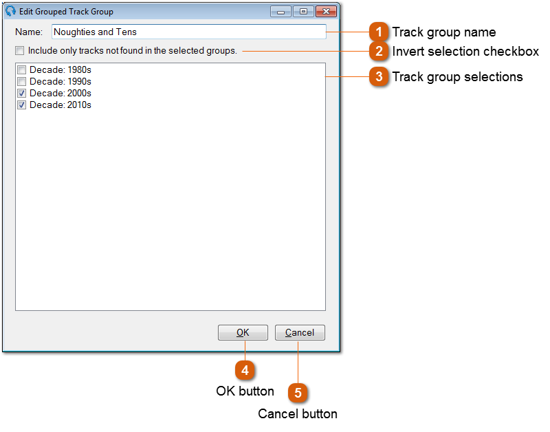 Edit Grouped Track Group Window