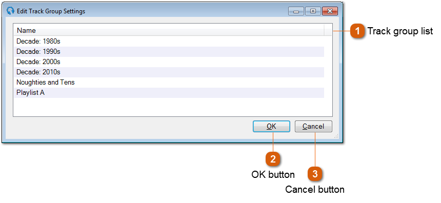 Edit Track Group Settings Window