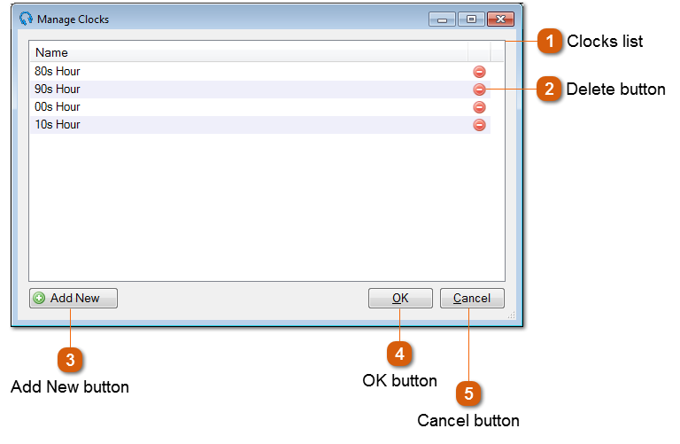 Manage Clocks Window