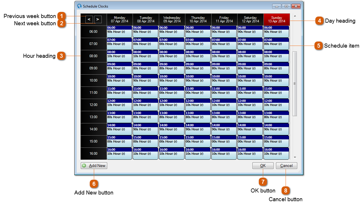 Schedule Clocks Window