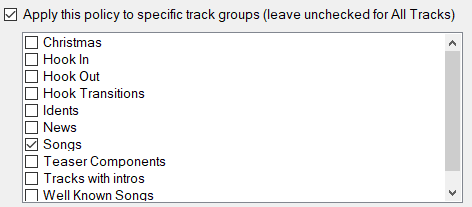 3. Specific track groups filter