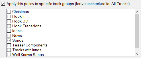 3. Specific track groups filter