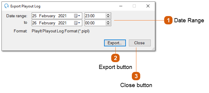 Export Playout Log Window