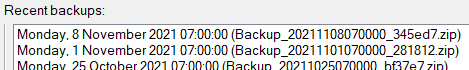 5. Recent backups