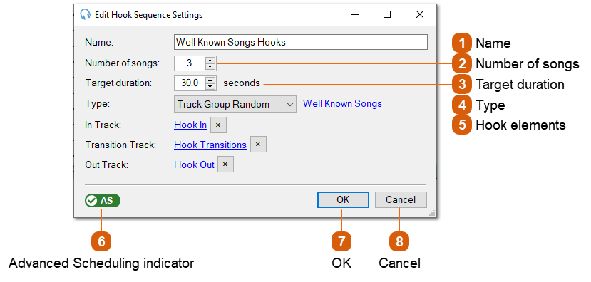 Edit Hook Sequence Settings WIndow