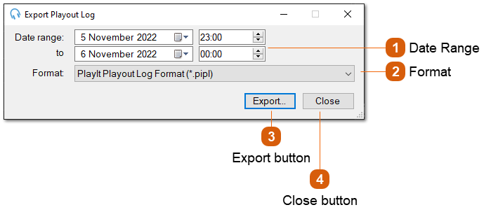 Export Playout Log Window