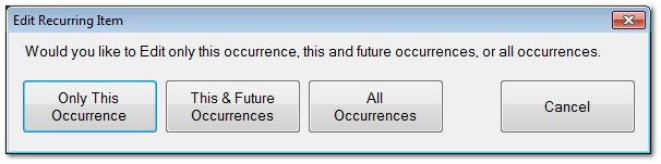 Edit Recurring Item Window