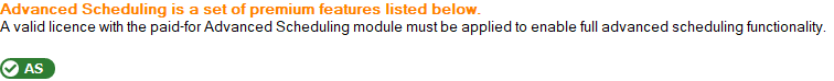 1. Advanced Scheduling Licence Status