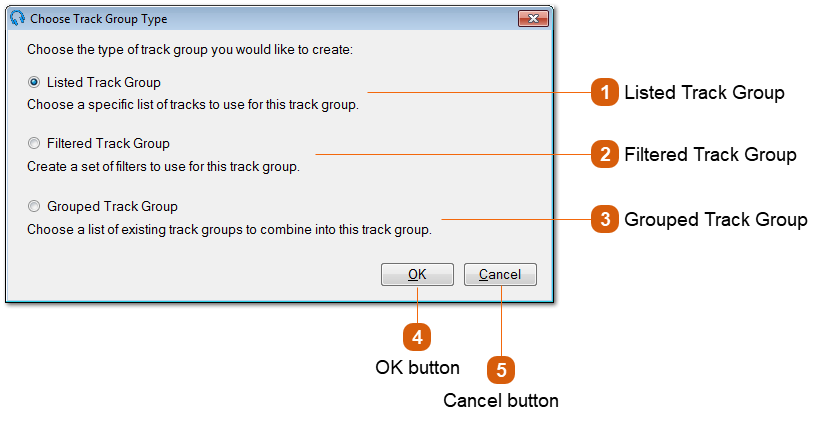 Choose Track Group Type Window