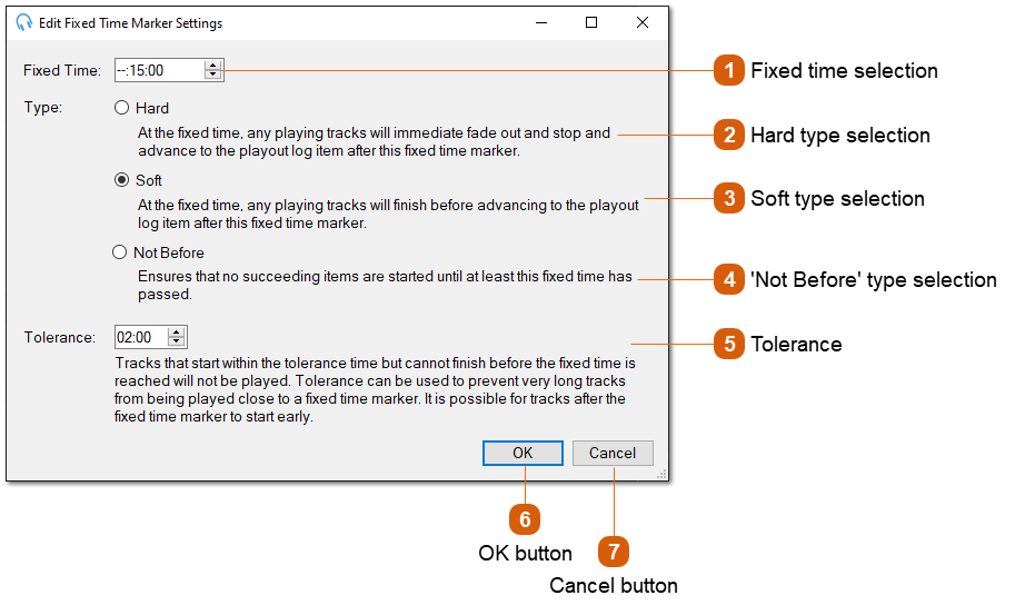 Edit Fixed Time Marker Settings Window