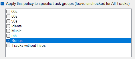 4. Specific track groups filter