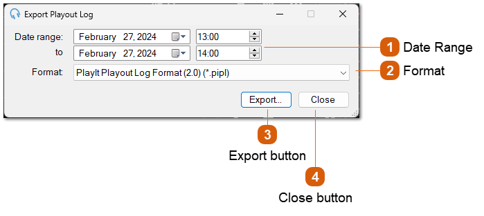 Export Playout Log Window