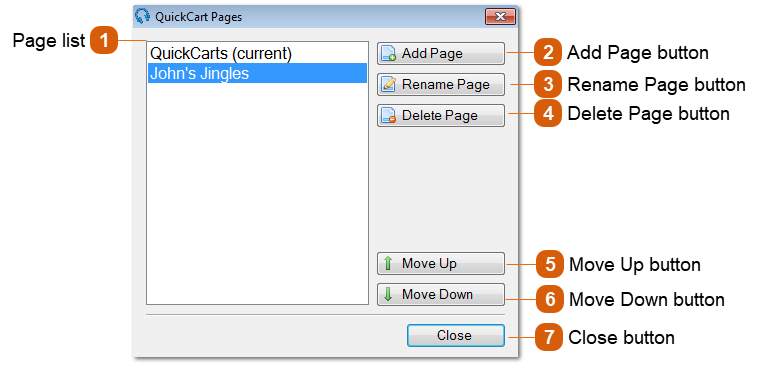 QuickCarts Pages Window