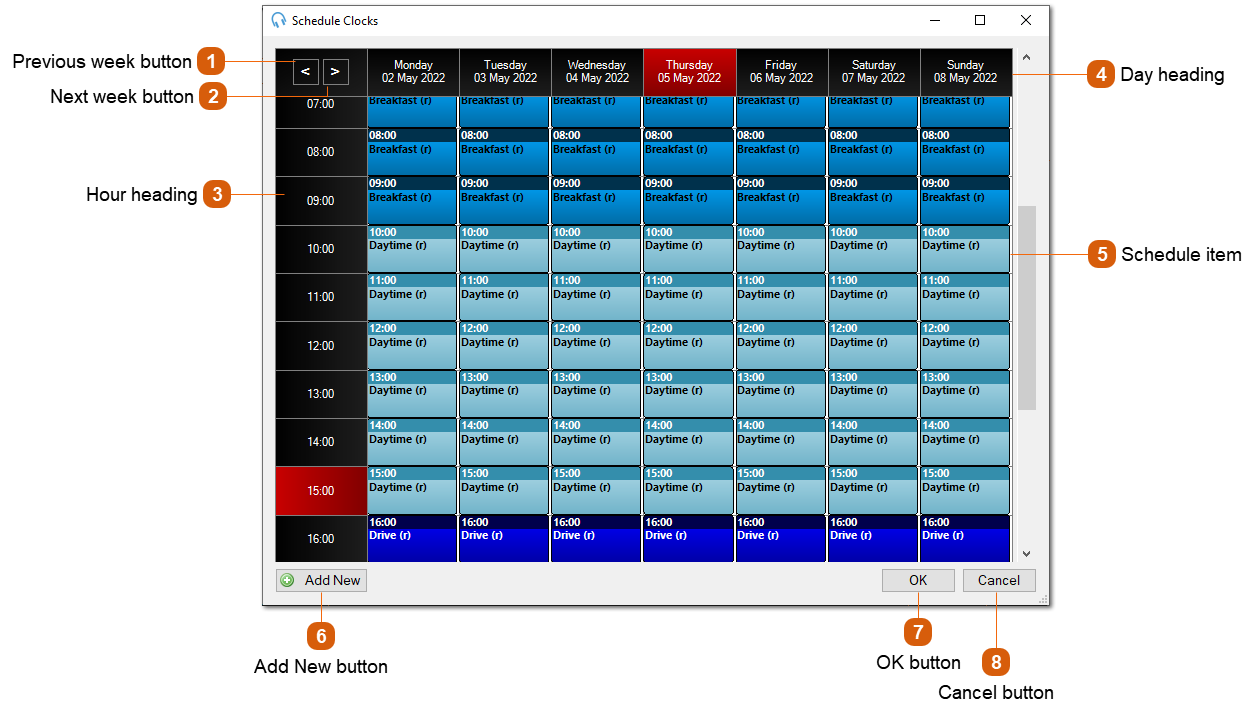 Schedule Clocks Window