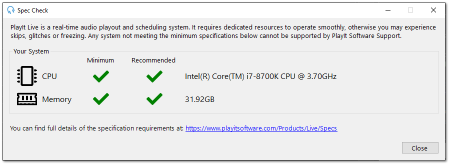 Spec Check Window