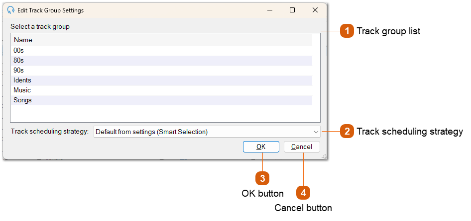 Edit Track Group Settings Window