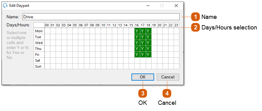 Edit Daypart Window