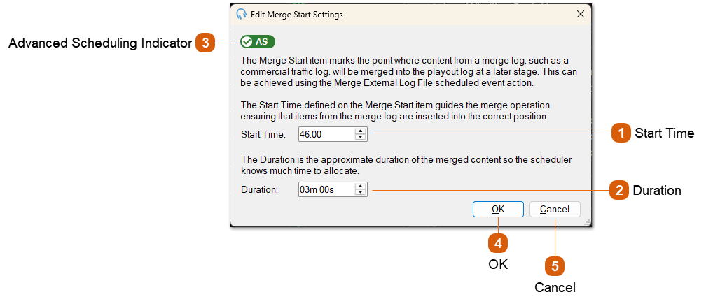 Edit Merge Start Settings Window