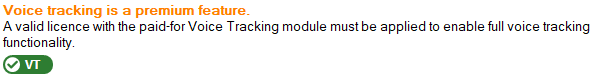 1. Voice Tracking Licence Status