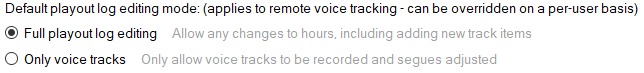 9. Default playout log editing mode