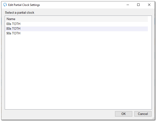 Edit Partial Clock Settings Window