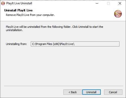 Uninstall confirmation dialog