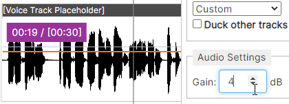 Gain setting in Audio Settings