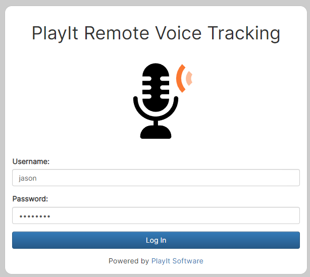 Remote Voice Tracking login page