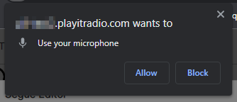 Browser microphone permission dialog