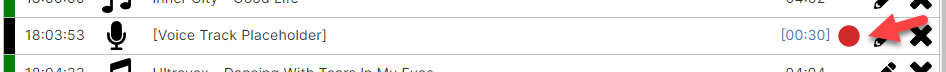 Record icon on voice track placeholder