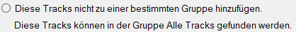 In der Gruppe "Alle Tracks" belassen