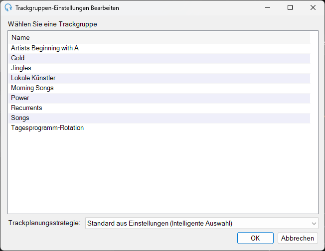 Fenster „Trackgruppen-Einstellungen bearbeiten“