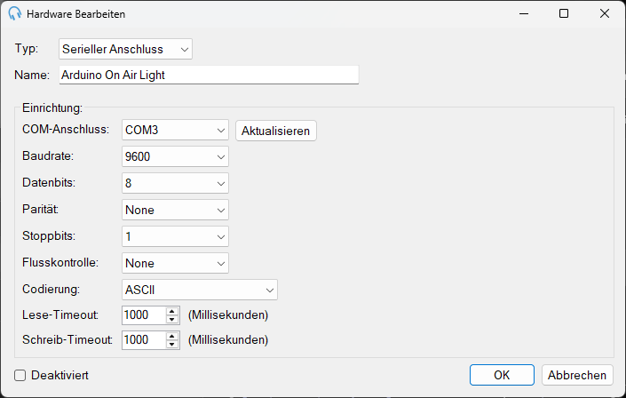 Dialog "Hardware Bearbeiten"