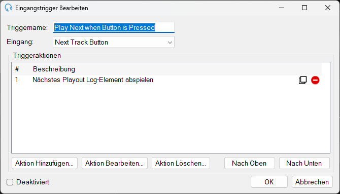 Dialog Eingangstrigger bearbeiten