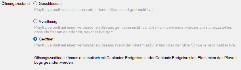 Öffnungszustand