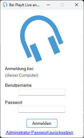 Anmeldefenster mit Feldern für Benutzernamen und Passwort sowie einer Schaltfläche zum Anmelden
